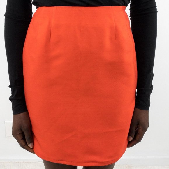 Vintage 90s XS Silk Wool Mini Skirt Valentines Red - Picture 7 of 7